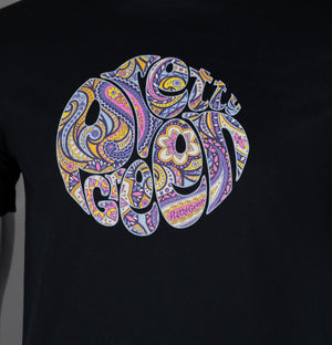 Pretty Green Festival Paisley Print Logo T-Shirt Black