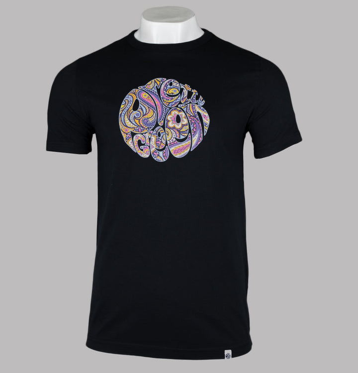 Pretty Green Festival Paisley Print Logo T-Shirt Black