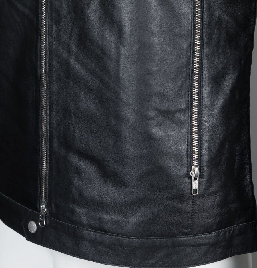 Pretty Green Freeman Leather Jacket Black