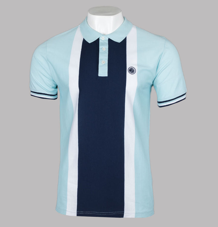 Pretty Green Hollen Stripe Jersey Polo Light Blue