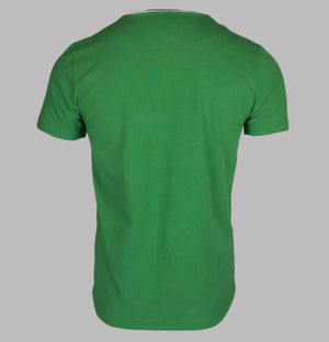 Pretty Green Tilby Neck Stripe Pique T-Shirt Green
