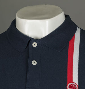 Pretty Green Tilby Vertical Stripe Polo Shirt Navy Blue