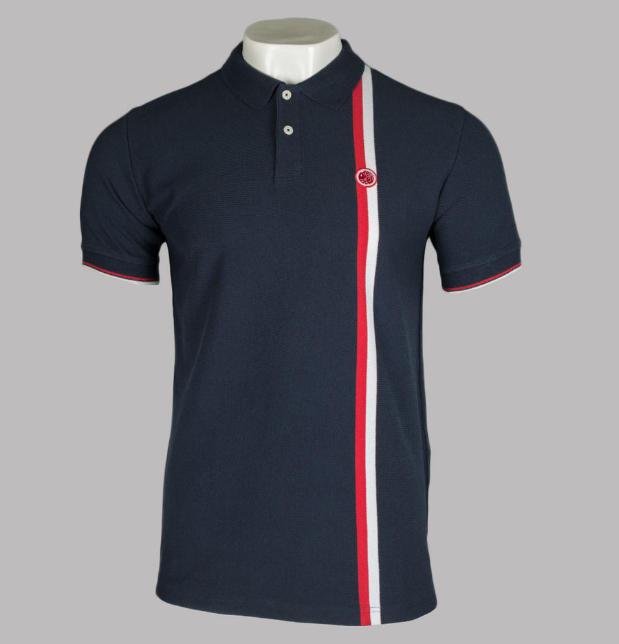 Pretty Green Tilby Vertical Stripe Polo Shirt Navy Blue