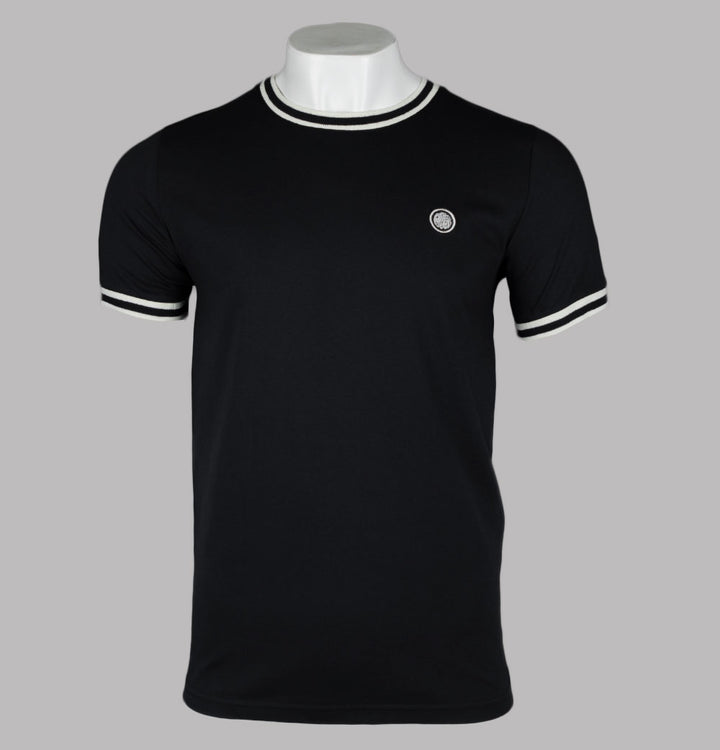 Pretty Green Waterfall Stripe Rib T-Shirt Black