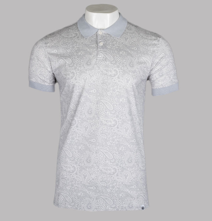 Pretty Green Wonderwall Paisley Polo Shirt Grey