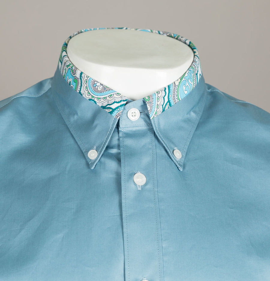 Pretty Green Slim Fit Paisley Print Collar Shirt Blue