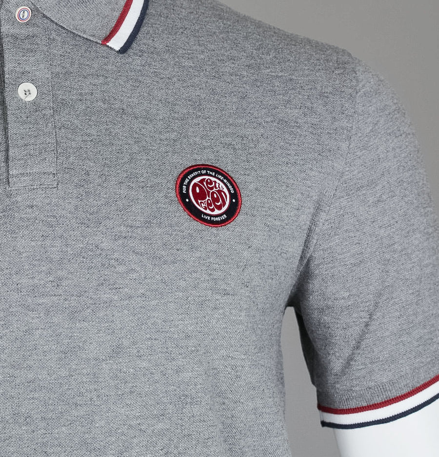 Pretty Green Likeminded Chest Badge Polo Shirt Grey