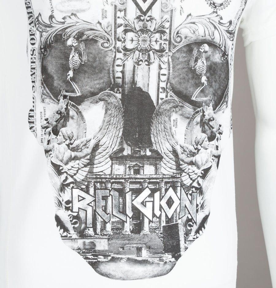 Religion Posterized Skull T-Shirt White