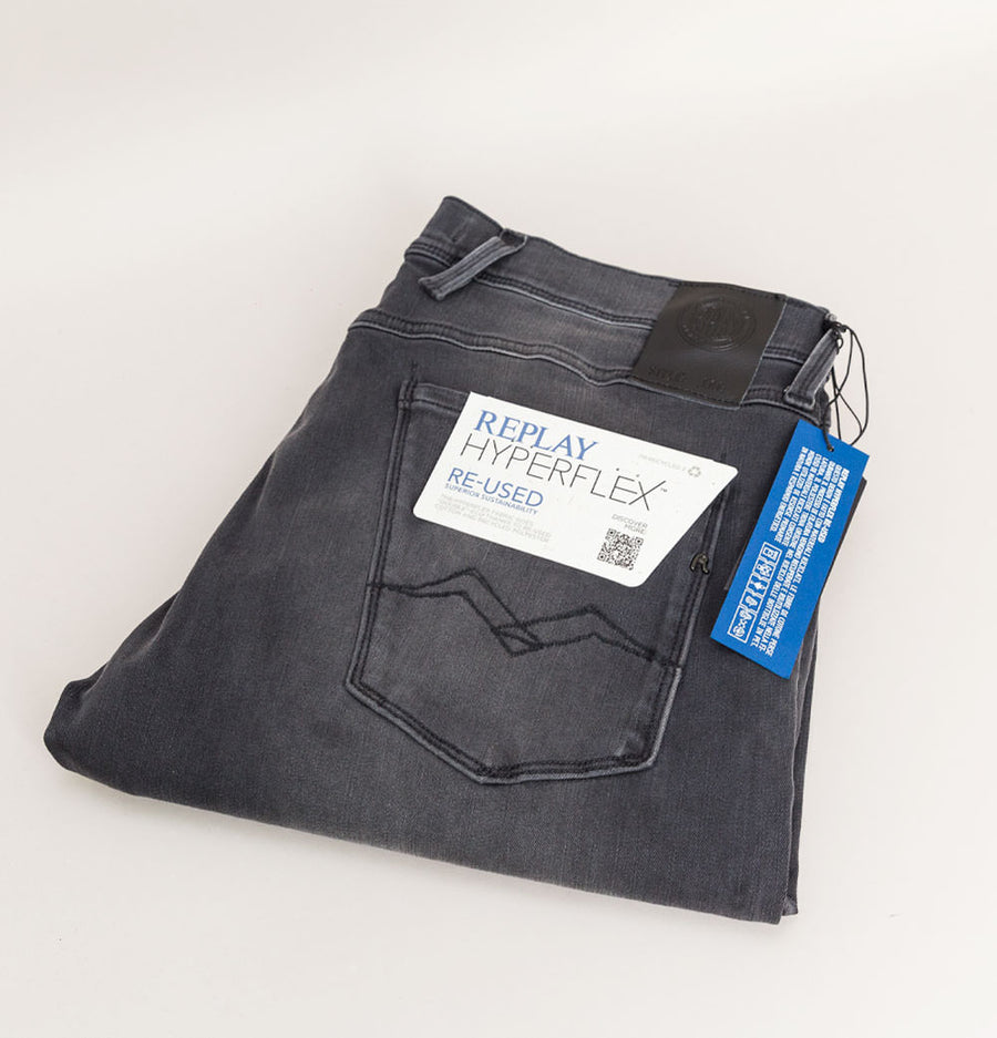 Replay Anbass Slim Fit Hyperflex Re-Used Jeans Medium Grey