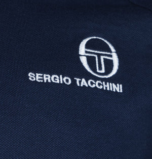 Sergio Tacchini Baldo Zip Neck Polo Shirt Maritime Blue