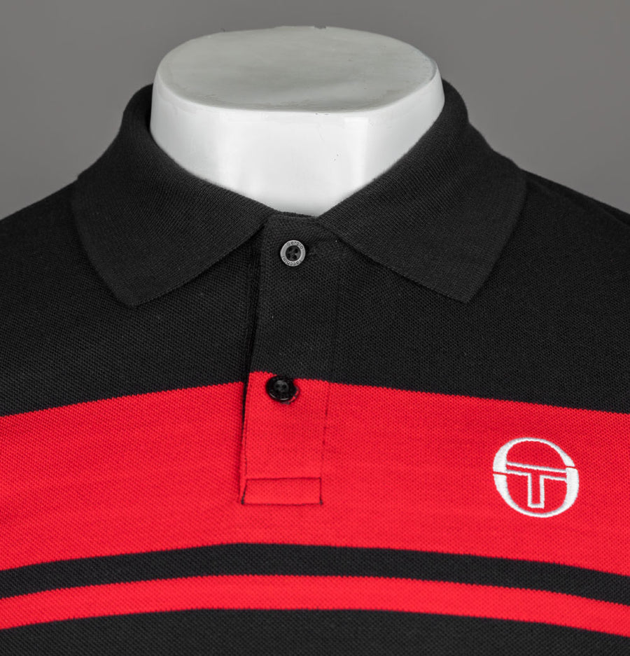 Sergio Tacchini Young Line Polo Shirt Black/Adrenaline Rush