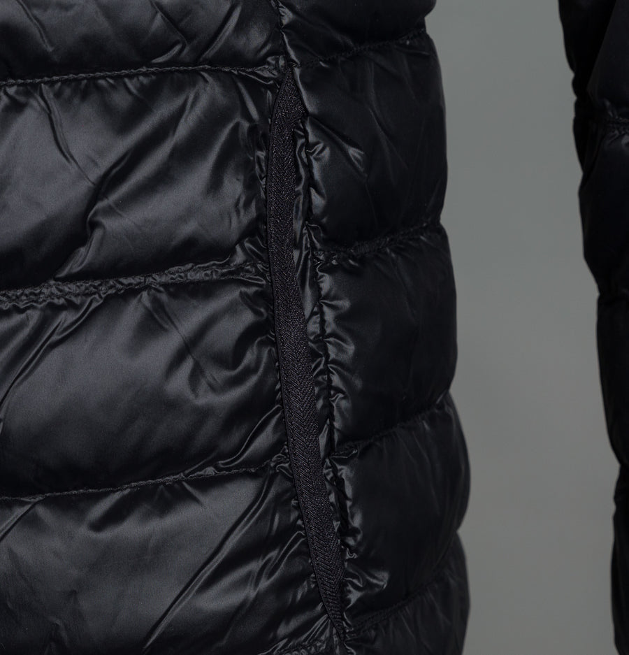EA7 Quilted Down Hooded Jacket Black/Silver