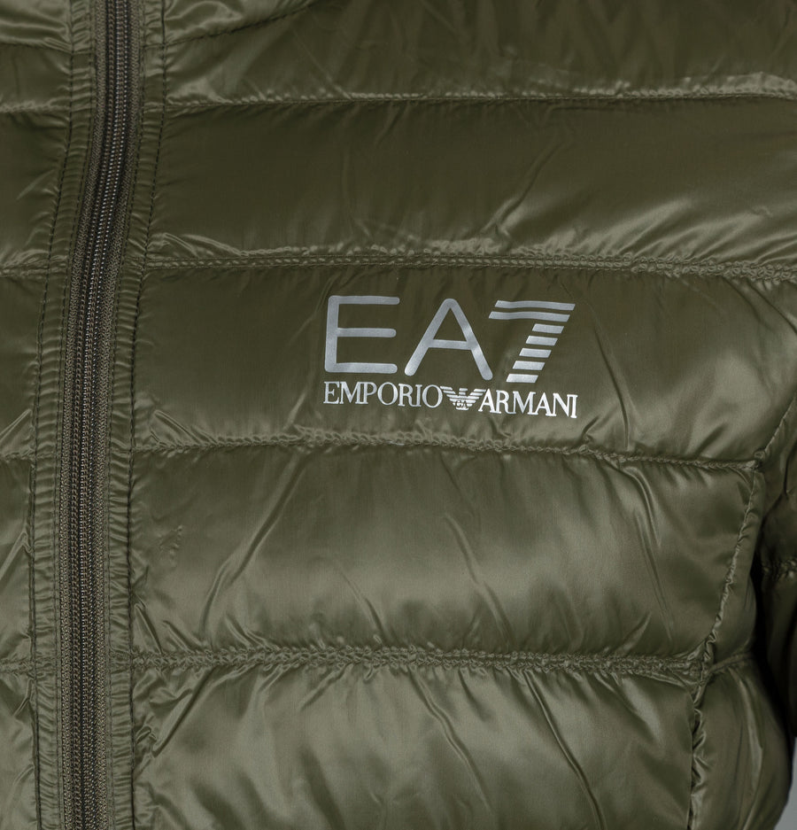 EA7 Quilted Down Hooded Jacket Forest Night