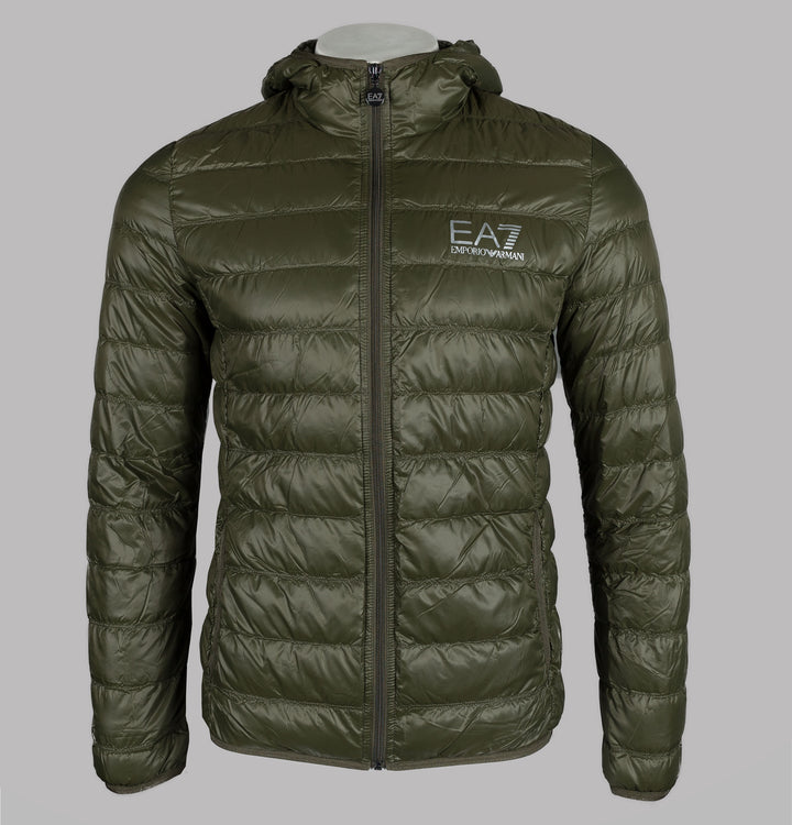 EA7 Quilted Down Hooded Jacket Forest Night