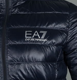 EA7 Quilted Down Hooded Jacket Night Blue