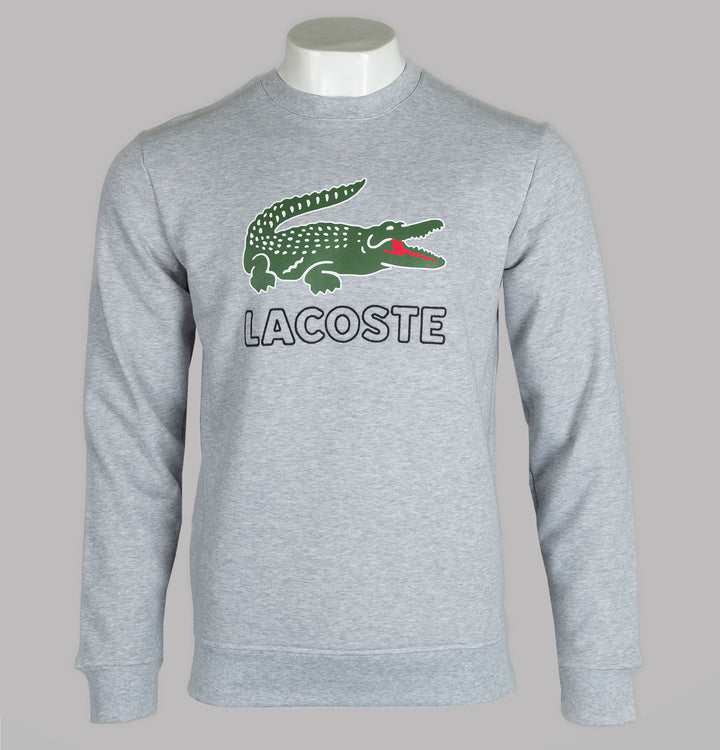 Lacoste Embroidered Signature Logo Sweatshirt Light Grey