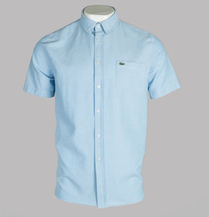 Lacoste Regular Fit Short Sleeve Oxford Shirt Light Blue