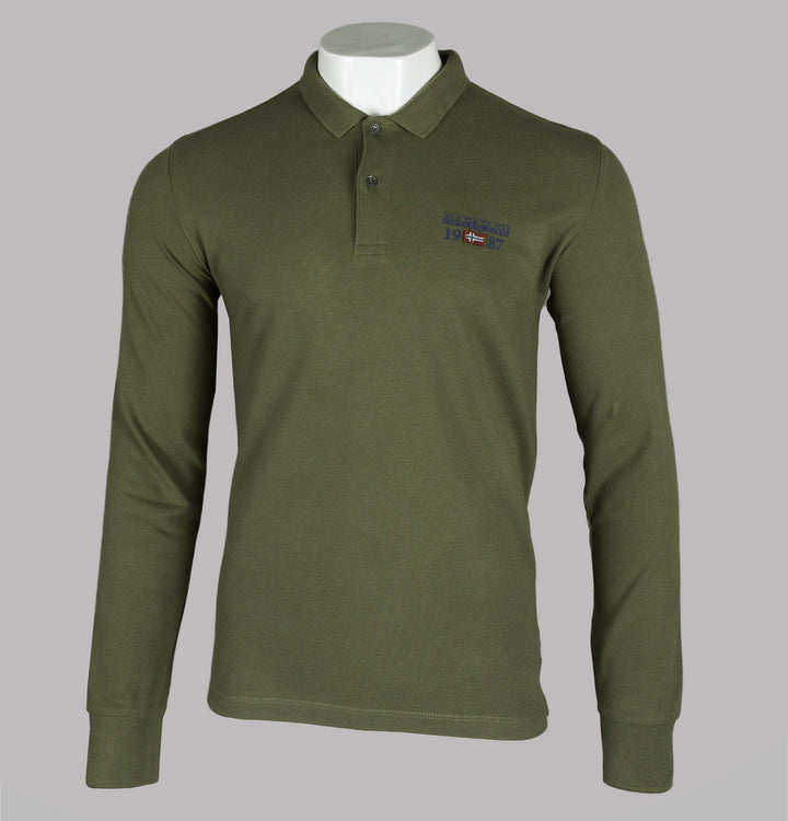 Napapijri Erthow Long Sleeve Polo Shirt Green Musk