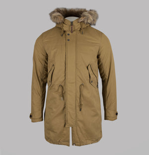Pretty Green Hooded Parka With Padded Lining Light Khaki